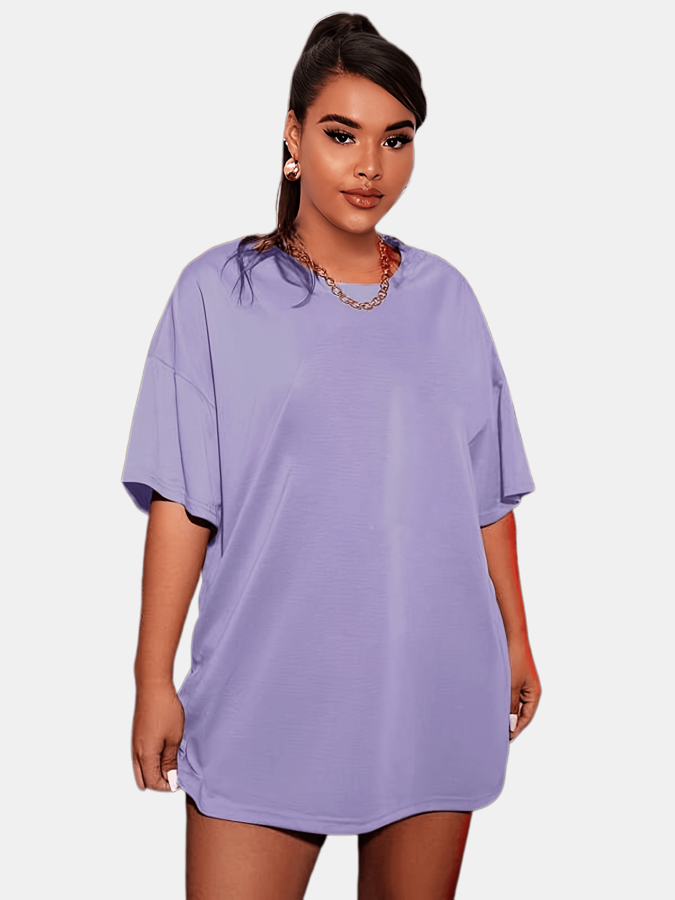 Plus Size Lilac Purple Oversized T-Shirt