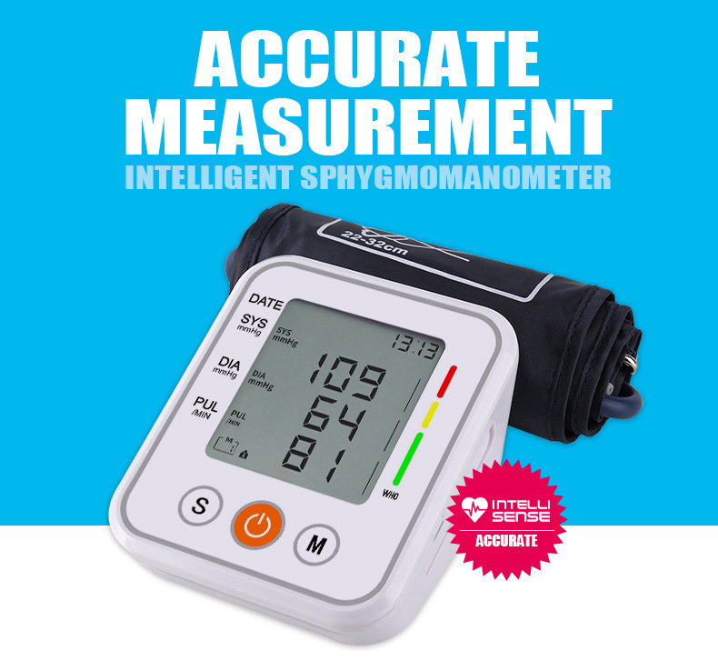 Monitor de presión arterial eléctrico para la parte superior del brazo,  equipo médico Digital automático para el hogar, esfigmomanómetro, pulsómetro,  medida Feliz Sencillez