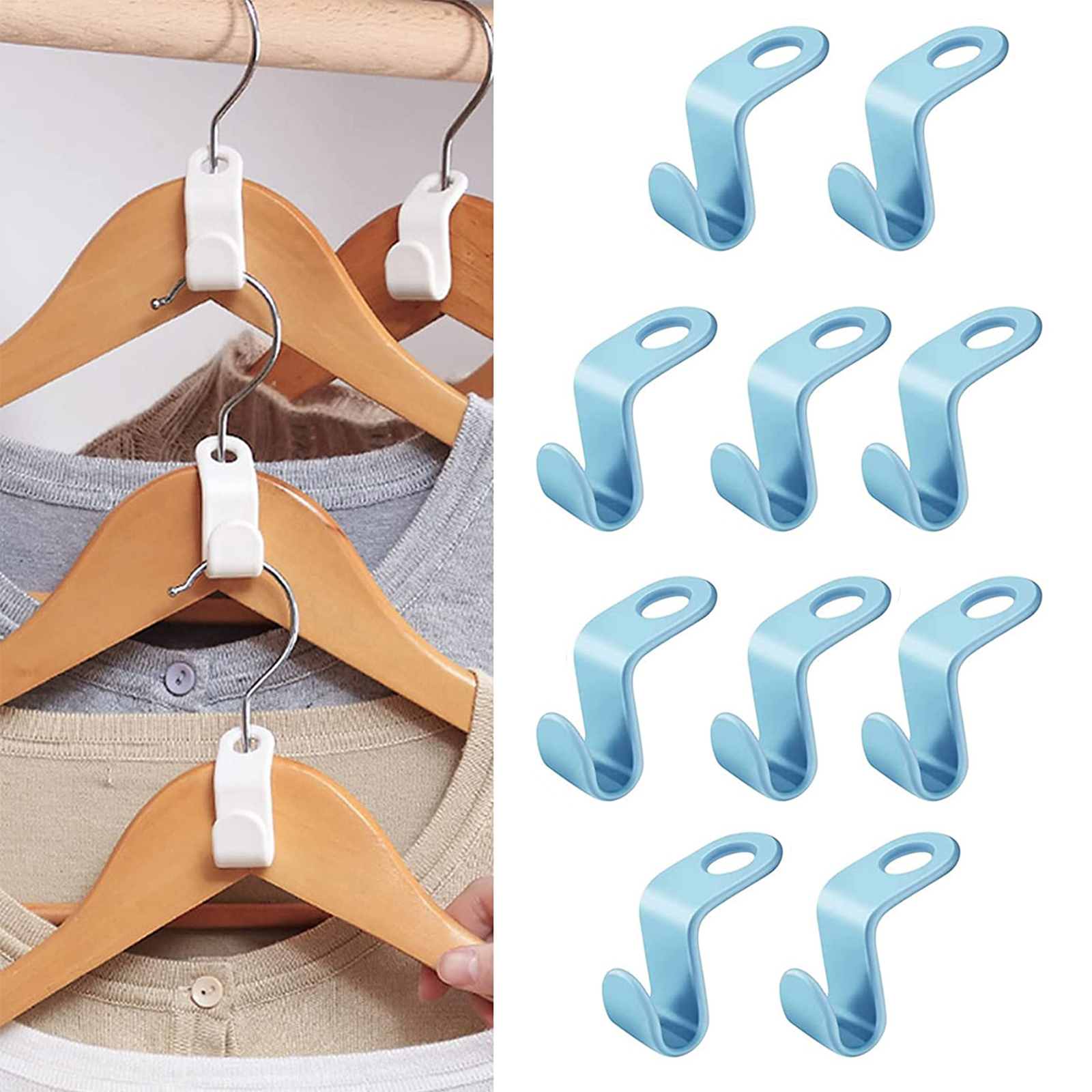 Clothes Hanger Connector Hooks, Cascading Hanger Hooks Extender