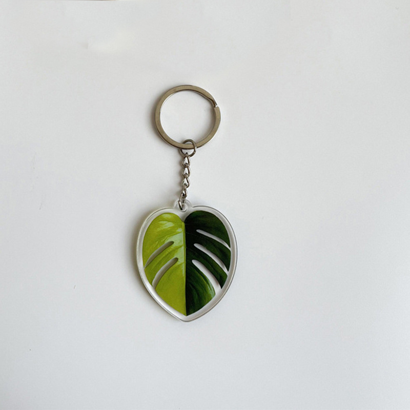 Simulation Leaf Plant Acrylic Keychain Bag Key Chain Keyring Ornament Bag  Purse Charm Accessories