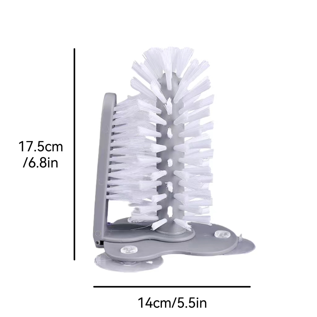 Water Bottle Cleaning Brush Glass Cup Washer with Suction Base Bristle Brush  for Beer Cup, Long Leg Cup, Red Wine Glass and More Bar Kitchen Sink Home  Tools Grey 