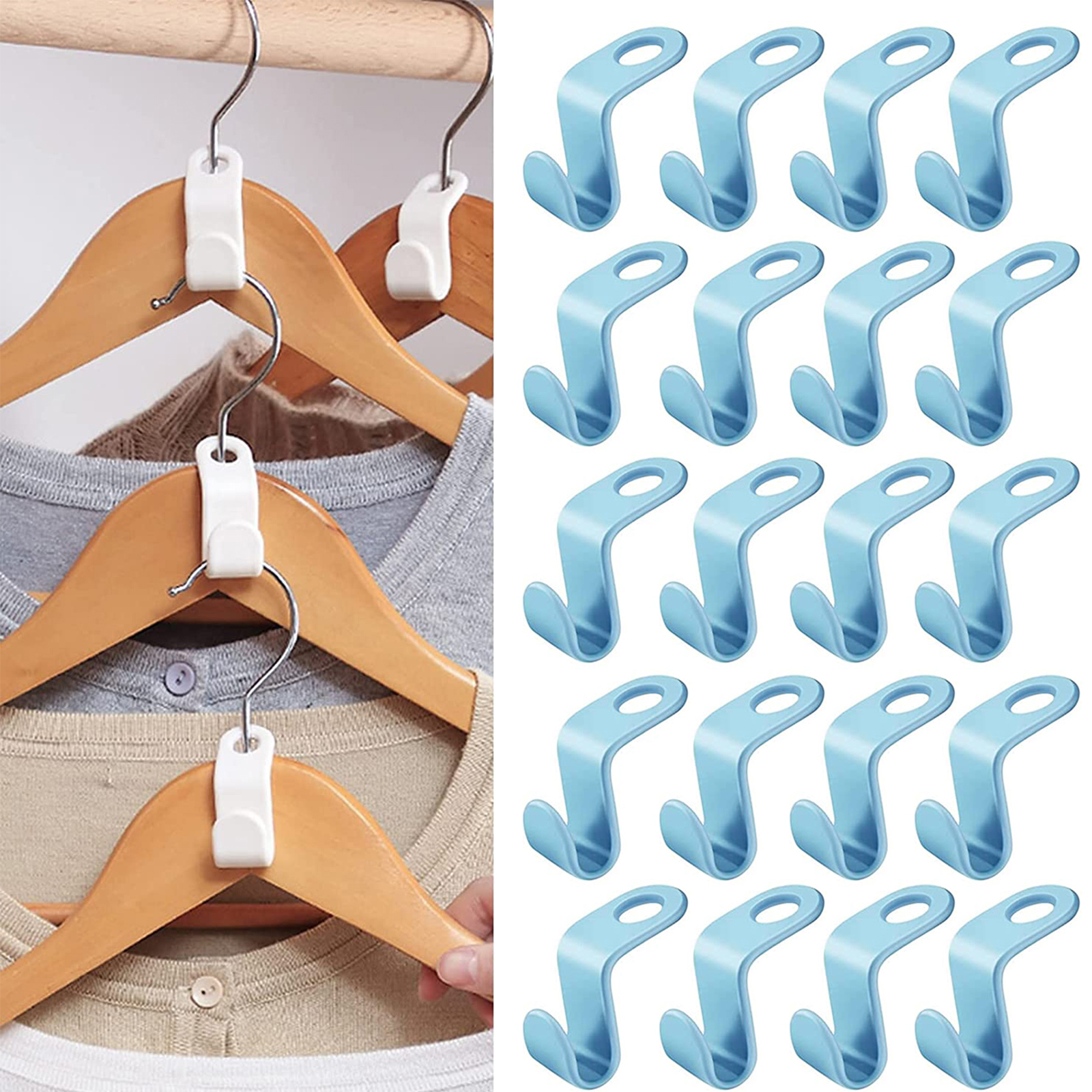 Clothes Hanger Connector Hooks, 50pcs Extra Large Size Space