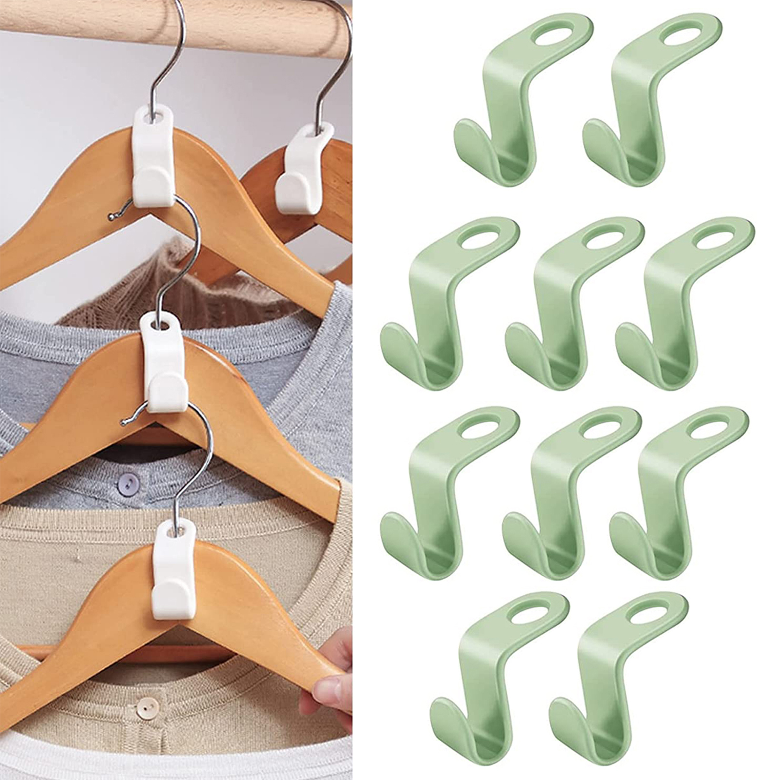 10Pcs Clothes Hanger Hooks Space Saving Closet Connector Hook