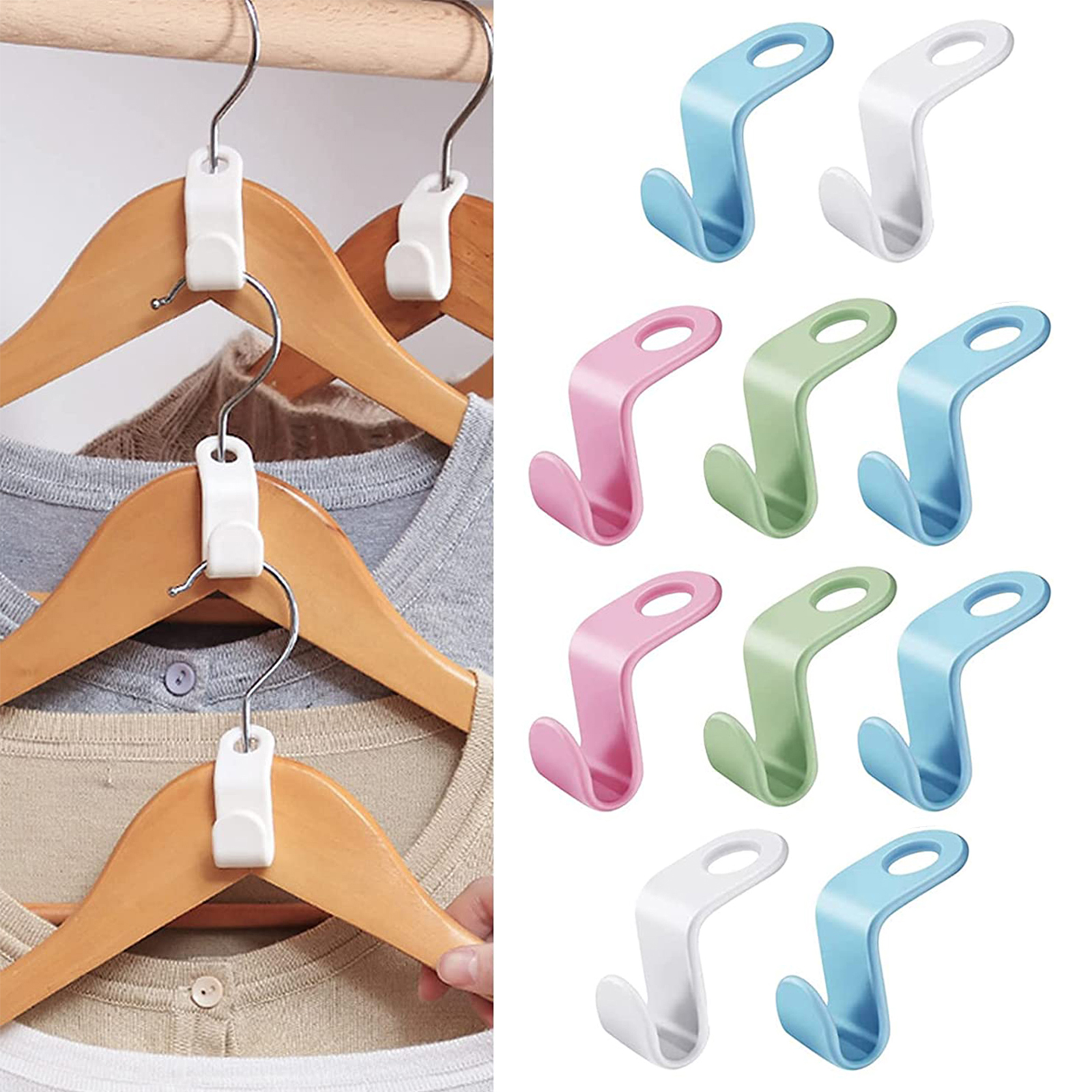 50pcs/set Mini Clothes Hanger Connector Hooks Storage Holder Clothe Hanging  Hanger Connection Hook Space Saving Linked Hook