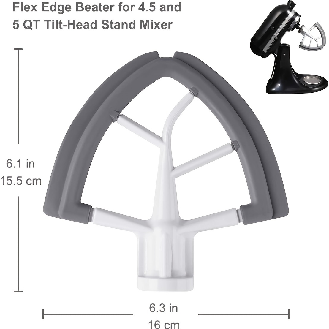 Flex Edge Beater Accessories and Attachments for KitchenAid 6 Quart  Bowl-Lift Stand Mixer, Pastry Paddle Attachment for Kitchenaid, Dishwasher  Safe