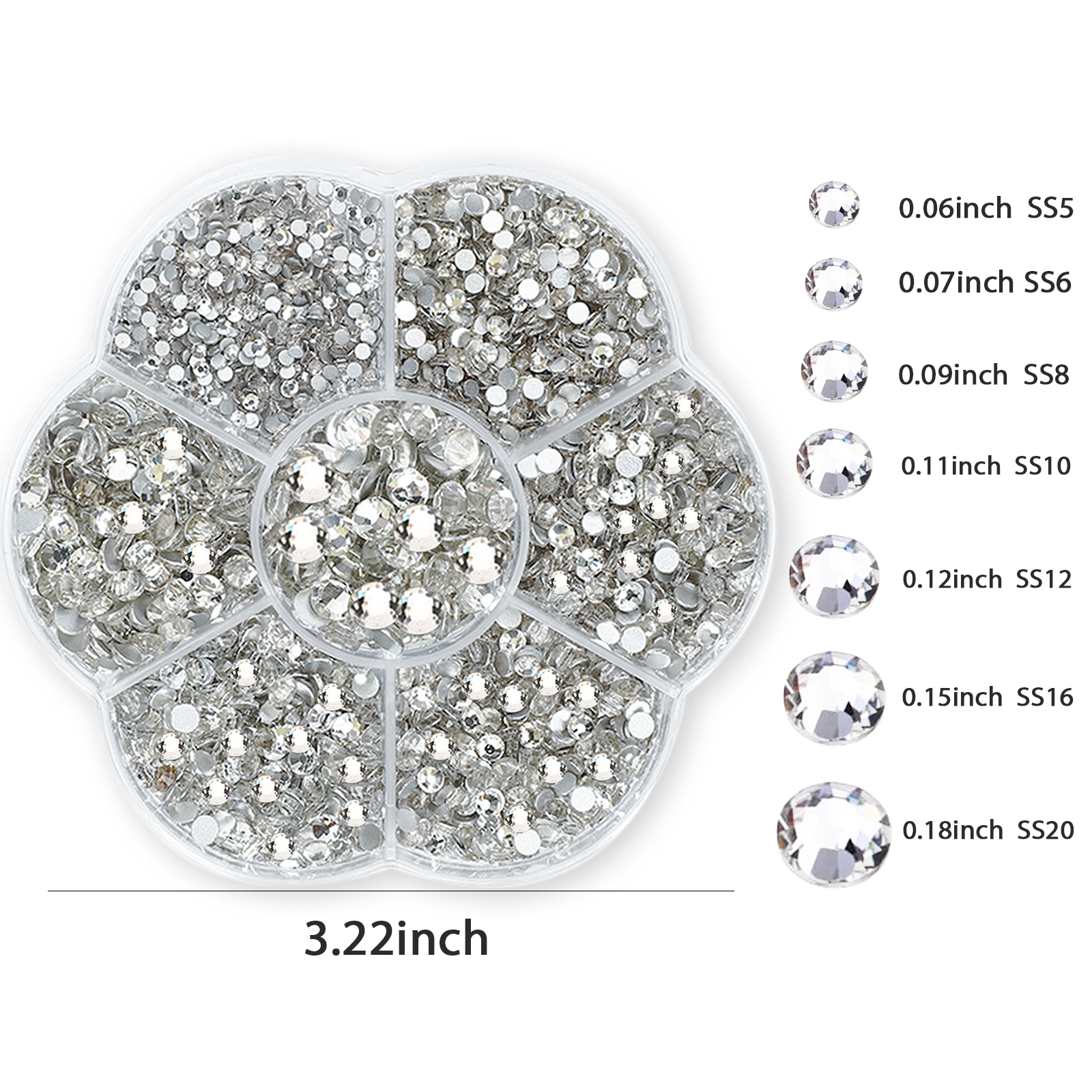 Worthofbest Flatback Rhinestones with Rhinestone Glue - White, Clear,  Silver, Crystal