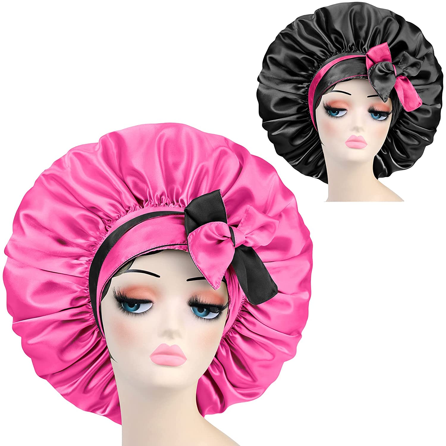 Silk Satin Hair Bonnet for Sleeping - Adjustable and Reversible