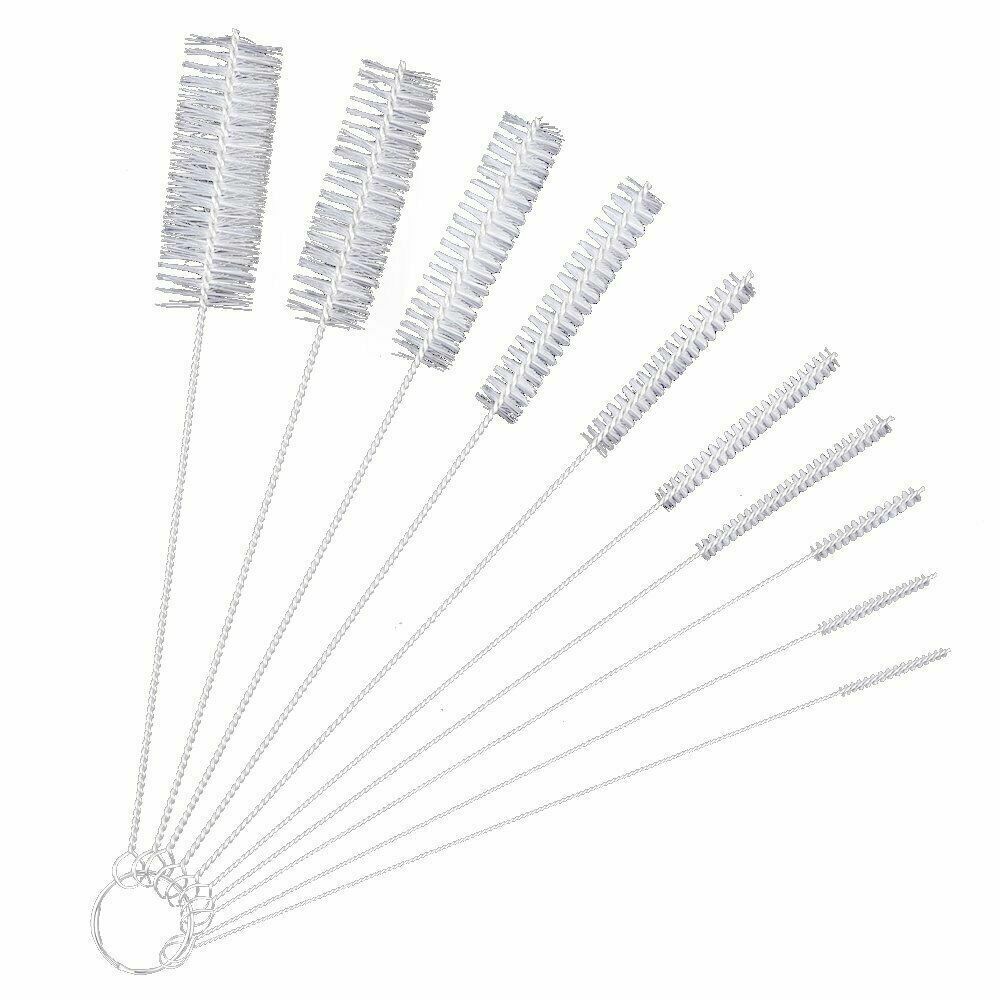 10Pcs Set Nylon Straw Brush Cleaner Bottle Tube Pipe Small Long Tool  White/Black