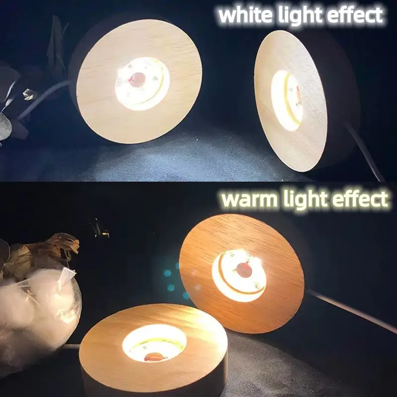 led solid wood lamp diy romantic night light crystal glass lamp base switch log lamp usb display lamp light rotating display stand details 1