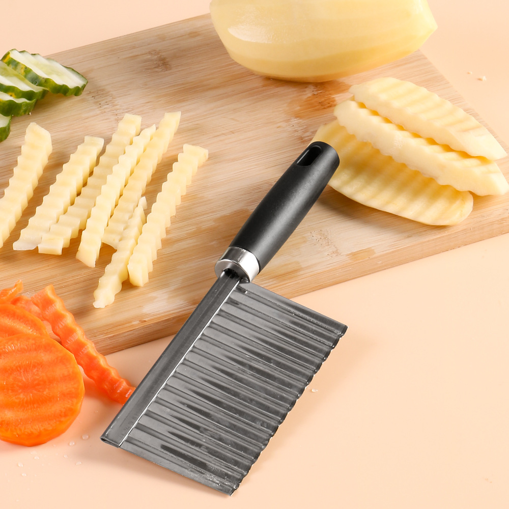 Pompotops Kitchen Slicer Potato Chip Vegetable Crinkle Wavy Cutter Tool Fry  Fries Hand Chipper Tool 