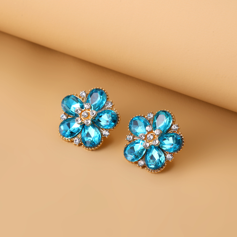 E-shop Damen Pflaumenblüten-Ohrstecker, Strass-Fünfblüten-Ohrringe, Geschenk für Liebste Freunde, Party/Geburtstag/Geschenk-Accessoires