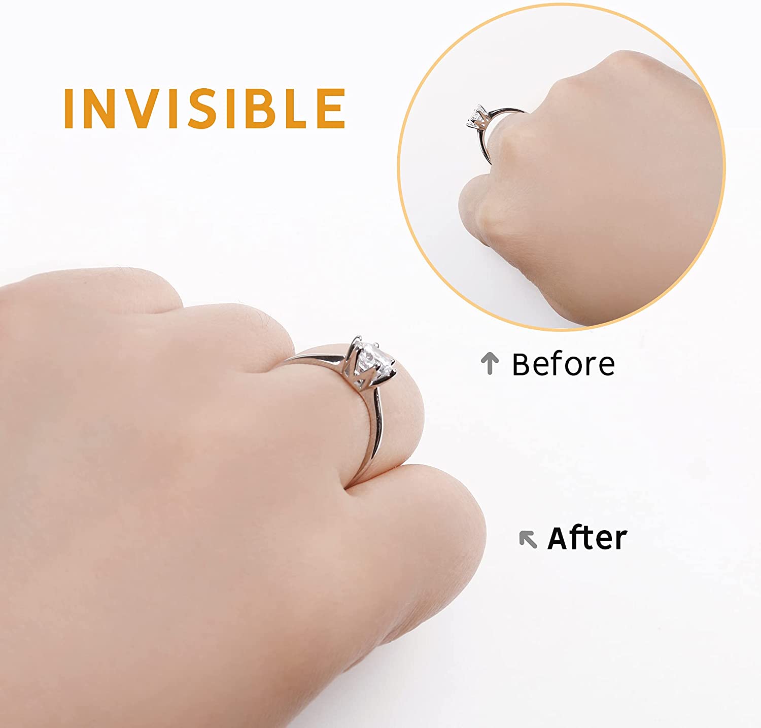 Ajustador de anillo transparente Invisible de silicona, herramienta  reductora de anillos sueltos, se adapta a cualquier anillo, 18 piezas por  juego