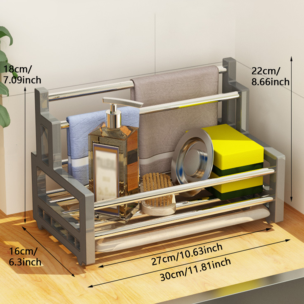 1pc, Porta Strofinacci Da Cucina, Portaoggetti In Acciaio Inossidabile,  Scolapiatti Con Vassoio Rimovibile, Portaoggetti Per Lavello Del Rubinetto,  Portaspugne Da Appoggio, Forniture Da Cucina - Temu Switzerland