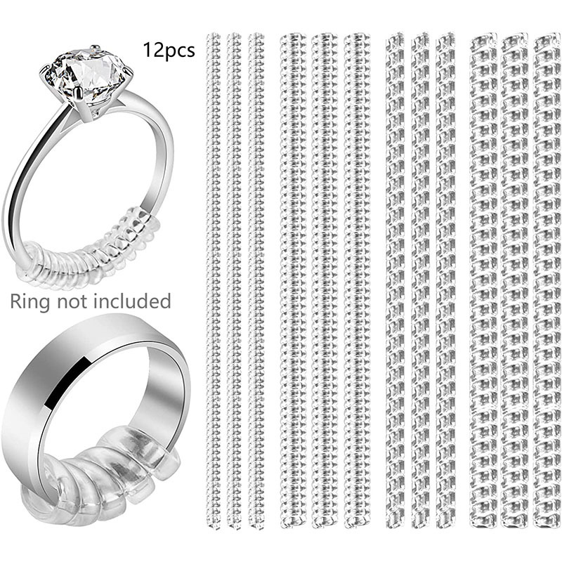 Invisible Ring Size Adjuster for Loose Rings Ring Adjuster Fit Any Rings Assorted Sizes of Ring Sizer (12pcs)