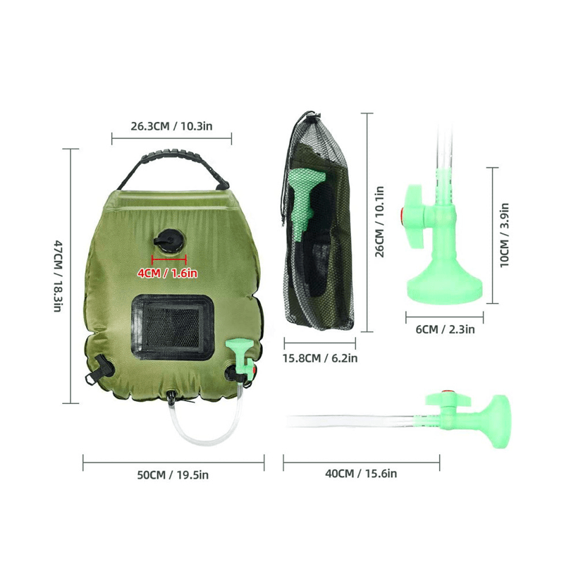 Bolsa de ducha Solar portátil para campamento, calefacción Solar,  encendido/apagado, manguera larga de agua caliente conmutable, tubería de  agua para Baoblaze tanque de ducha al aire libre