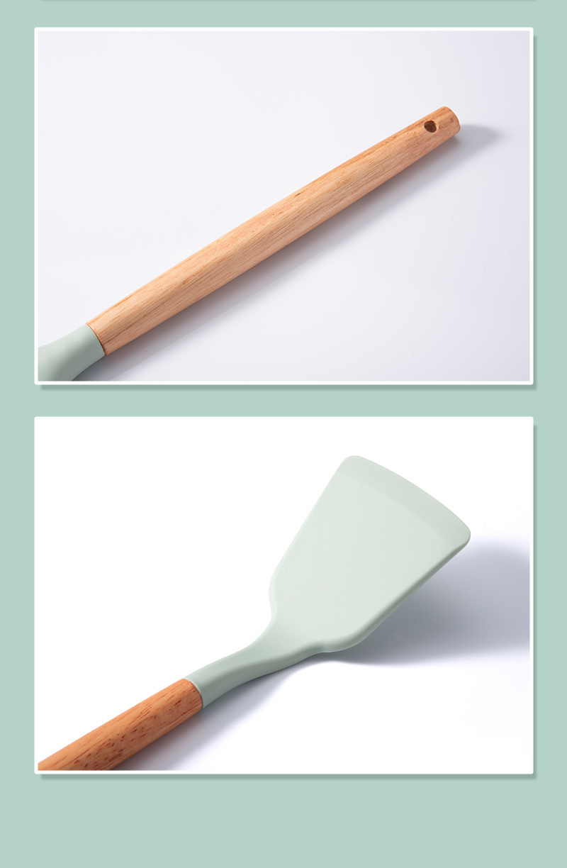 El más nuevo juego de utensilios de cocina de gel de sílice de 19 piezas  con mango de madera y tablero de corte Cubo de almacenamiento Juego de  utensilios de cocina - NEOKAY