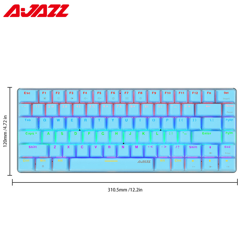 Wired Gaming Keyboard Ajazz AK33 Mixed LED Backlit 82 Keys USB Mechanical  Keypad