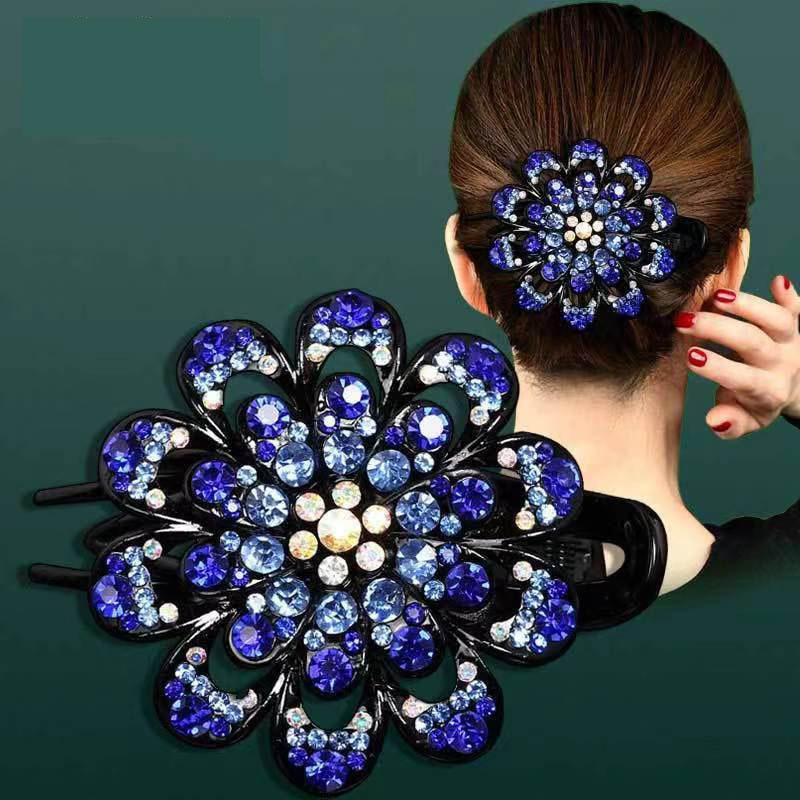 Rhinestones Flower Hair Clip Ponytail Hairclip Duckbill Hairpin ...