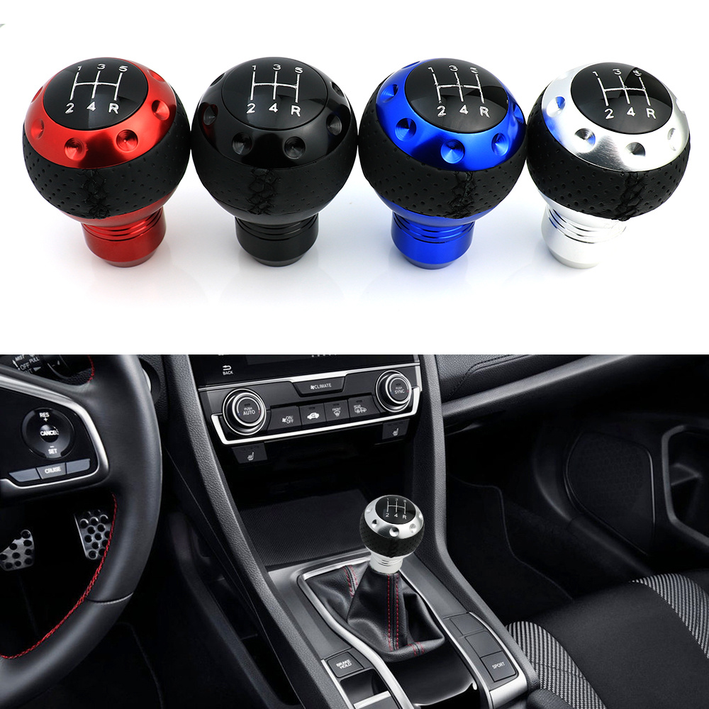 Thruifo T Handle Shifter Car Knob Joystick Style Alloy Cover With Leather Gear Stick Lever Shift Fit Most Automatic Manual Vehicles Red Black
