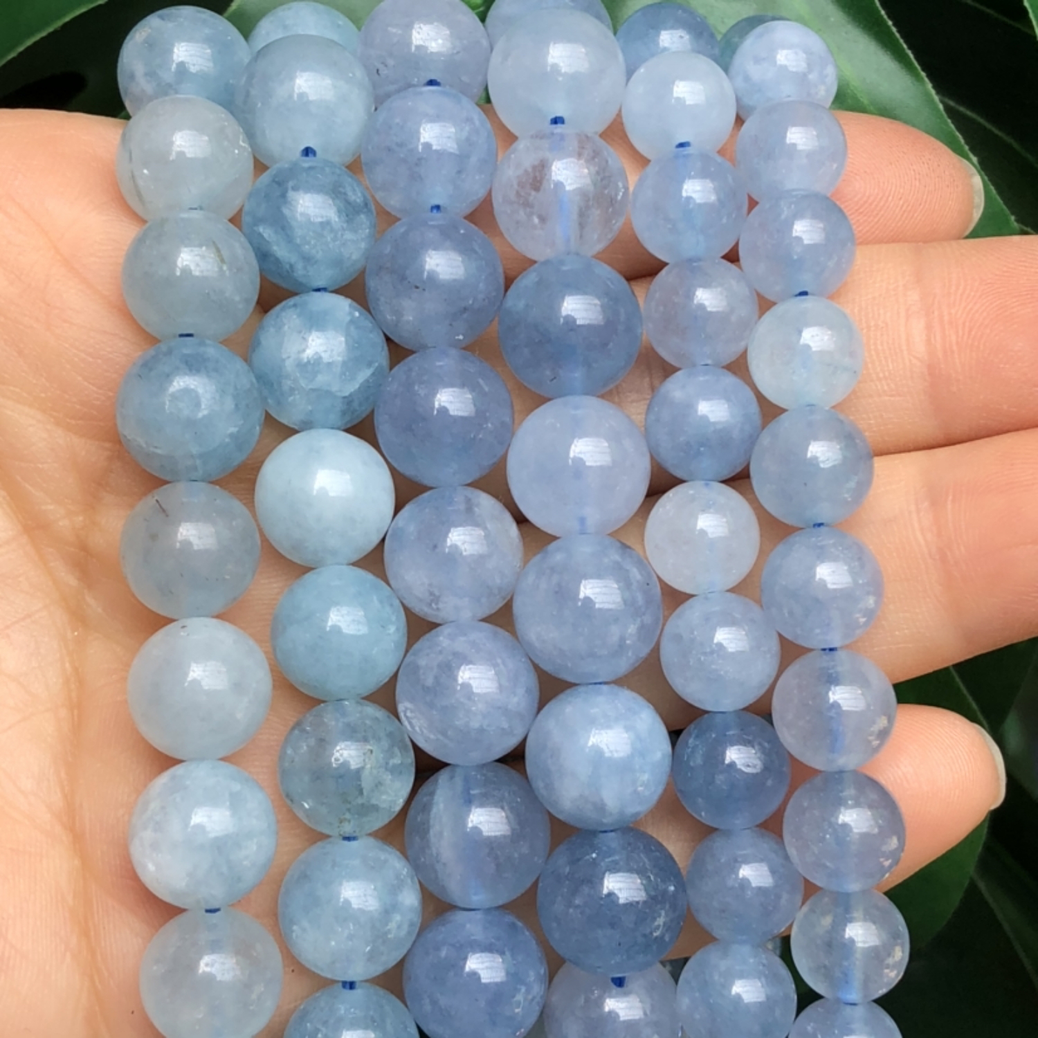 Natural Stone Beads Aquamarines Chalcedony Round Loose Beads For Jewelry  Making Bracelets Necklace DIY Accessories 4 6 8mm 15