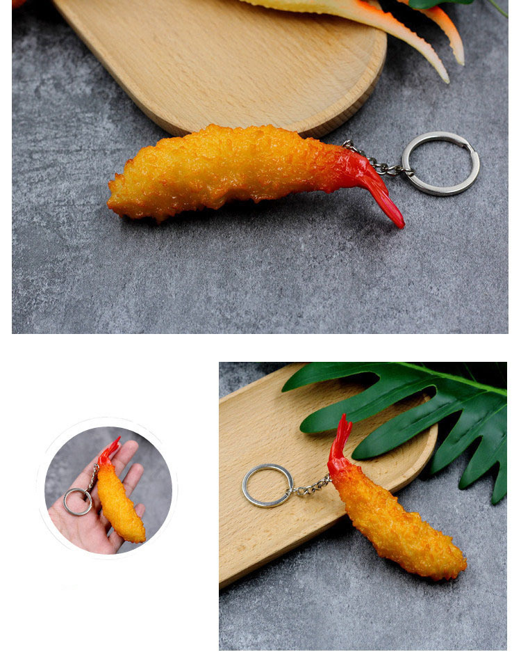 Pvc Simulation Food Shrimp Keychain Tempura Shrimp Key Chain Temu