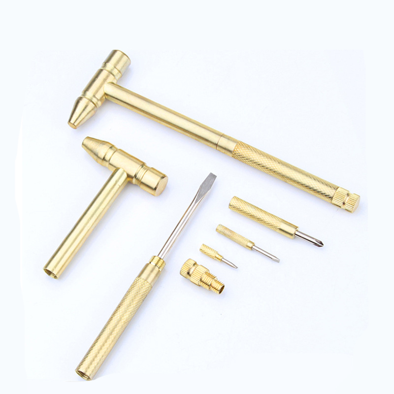 5 in 1 Mini Craft Hammer Screwdriver Set Copper Alloy Gold - Temu