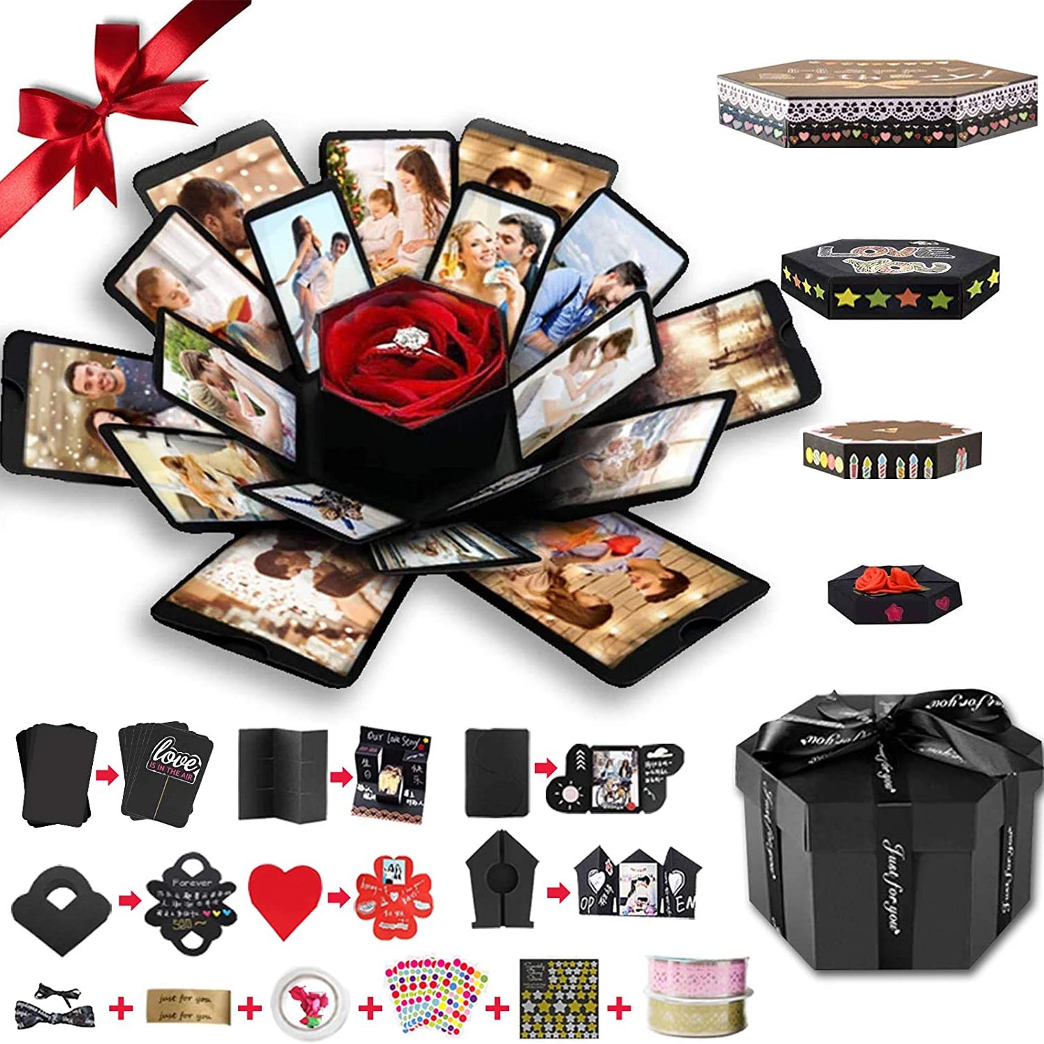 Explosion Box DIY Gift Love Memory Scrapbook Photo Box for Birthday Gift  Anniversary Wedding or Valentine's Day Surprise Box