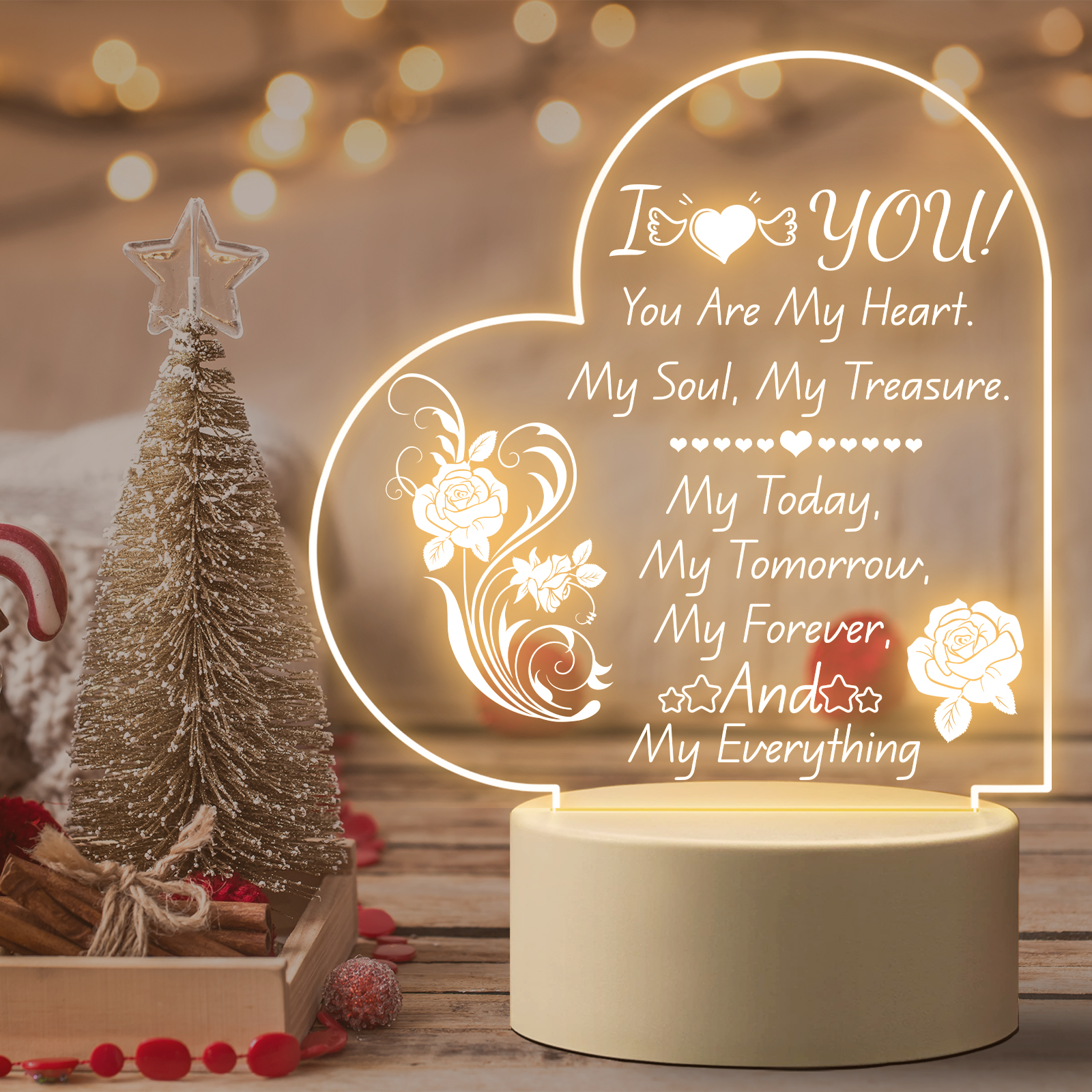 Buy Pandasch Cute Christmas Gifts for Girlfriend, Girlfriend Birthday Gifts  from Boyfriend, Unique Heart-Shaped Night Light with Love Quotes, Romantic  Valentines Day Gift for Girlfriend Online at desertcartINDIA