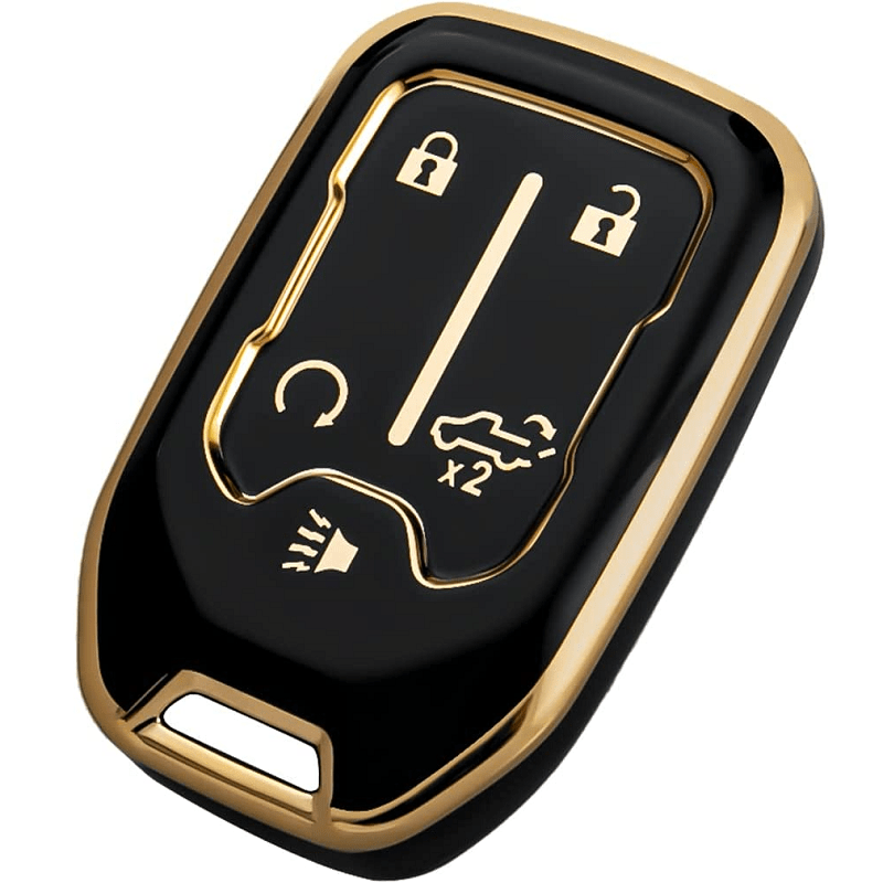  SANRILY Golden-edge Key Fob Cover for Buick Envision 2021 2022  for Chevy Suburban Tahoe Silverado 1500 LT GMC Yukon Keyless Full  Protection Key Case Shell with Bling Keychain Beige : Automotive