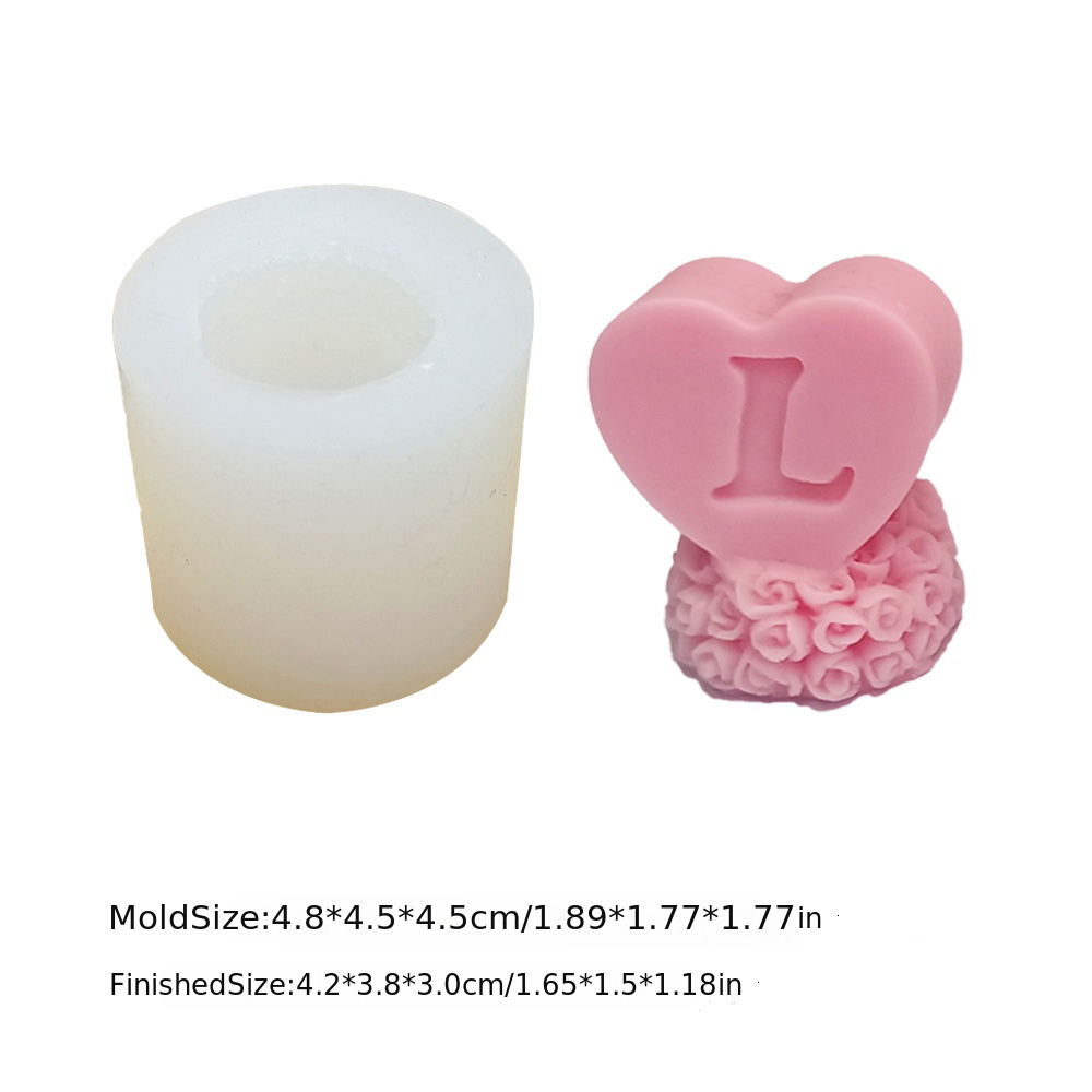 Valentine's Theme Candle Silicone Molds Heart Rose LOVE Pattern