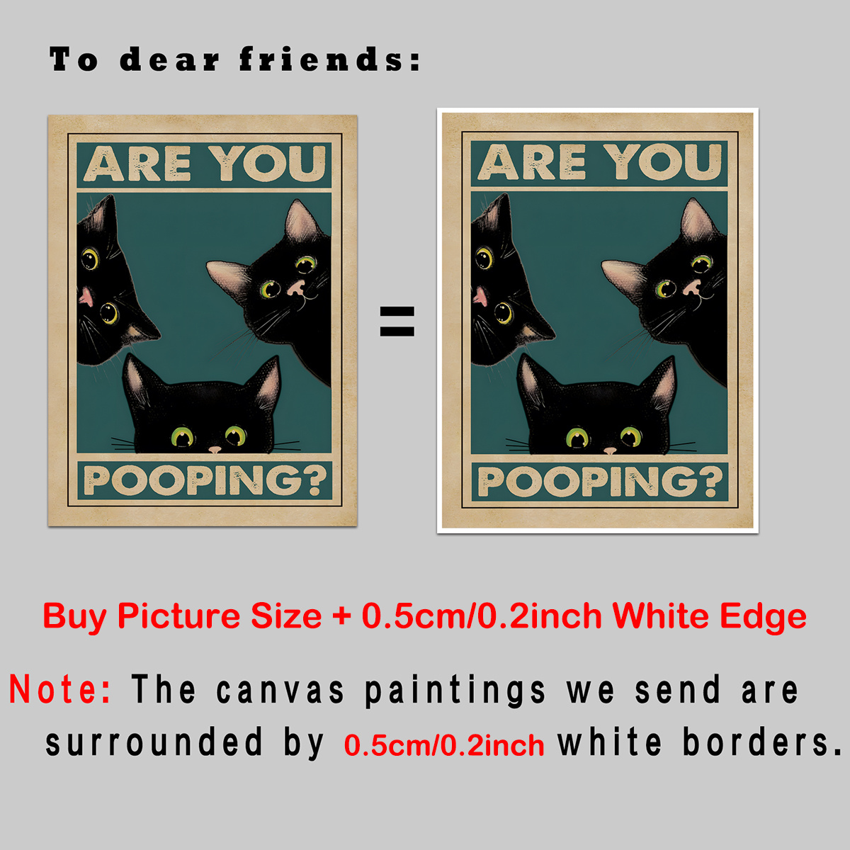 Cute Black Cat Wall Art For Bathroom Decor Canvas Print, Cat Painting