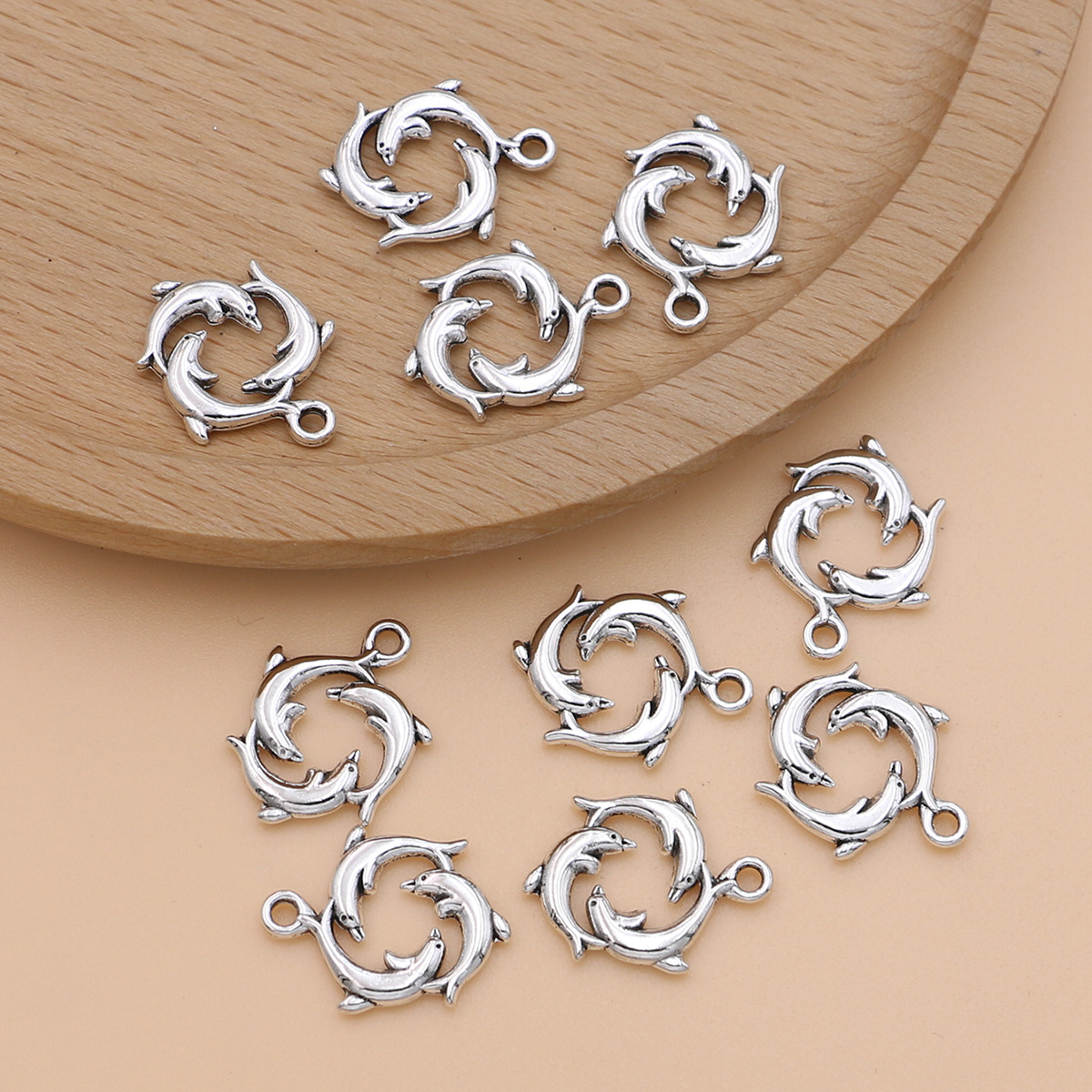 10pcs Tibetan Silvery Dolphin Charms Pendants For Bracelet Necklace Jewelry Making Diy Handmade