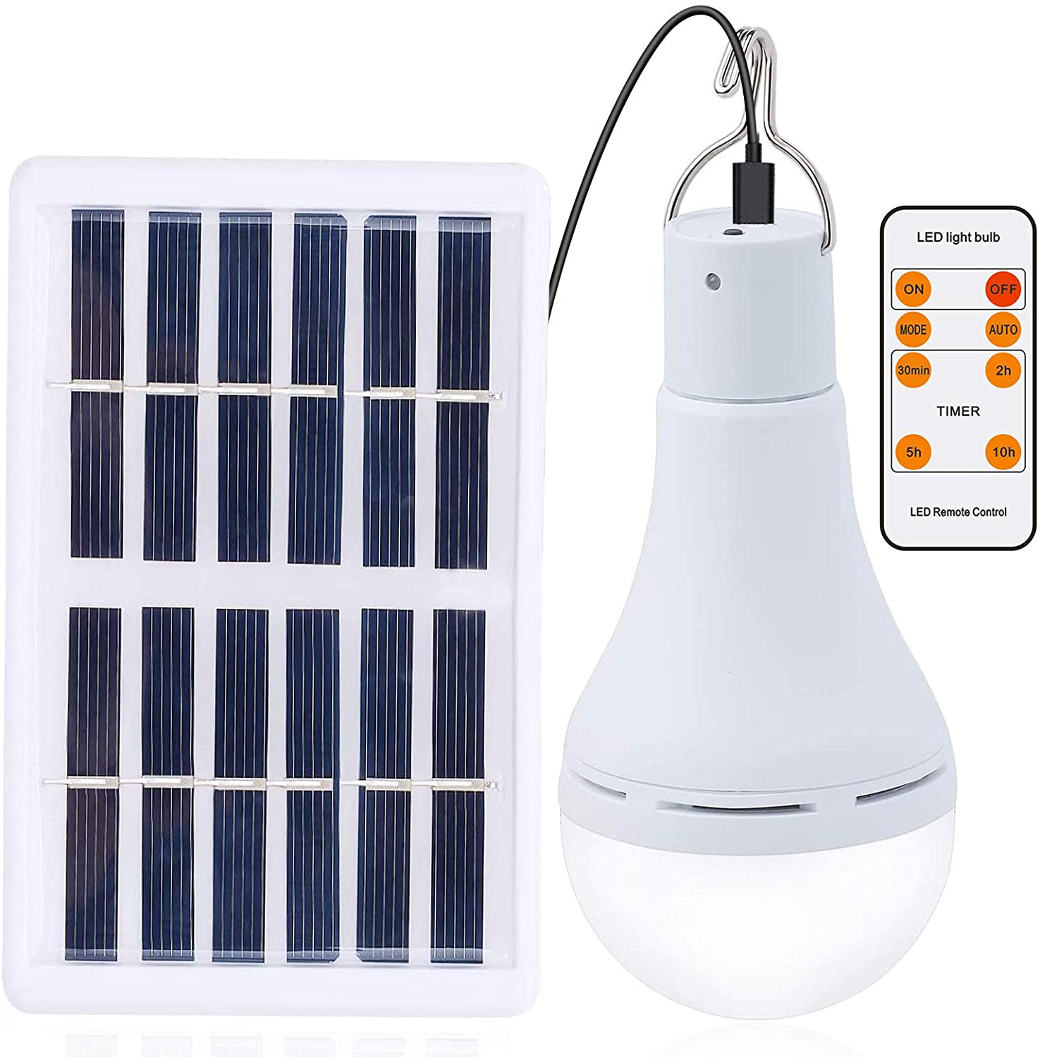 MOUMOUTEN Ampoule LED à panneau solaire, E27 avec IP65 portable étanche  intérieur/extérieur 6500k extérieur randonnée camping tente ampoule