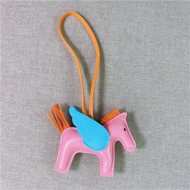 Hermes Rodeo Horse Bag Charm In Light Pink/Orange/Red Leather