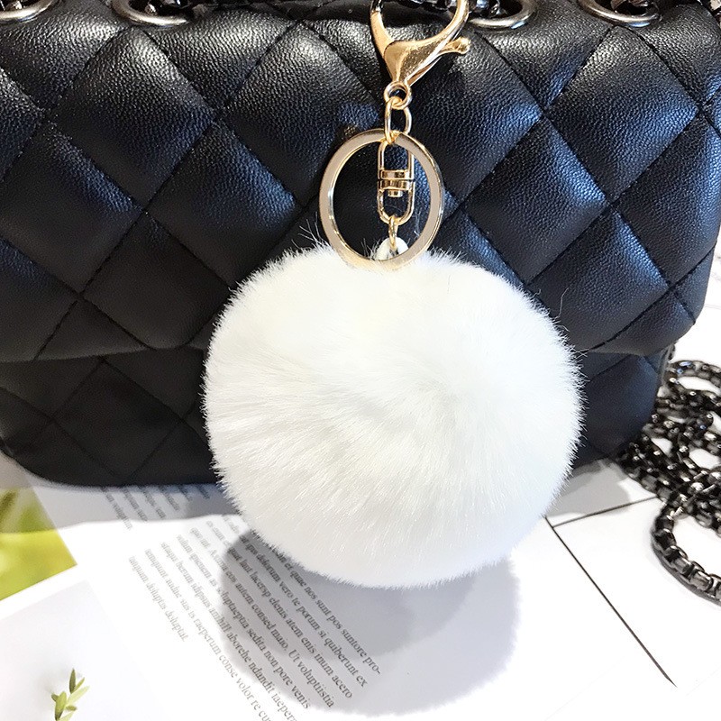Rabbit Fur Ball Keychain Pendant Bag Ornament