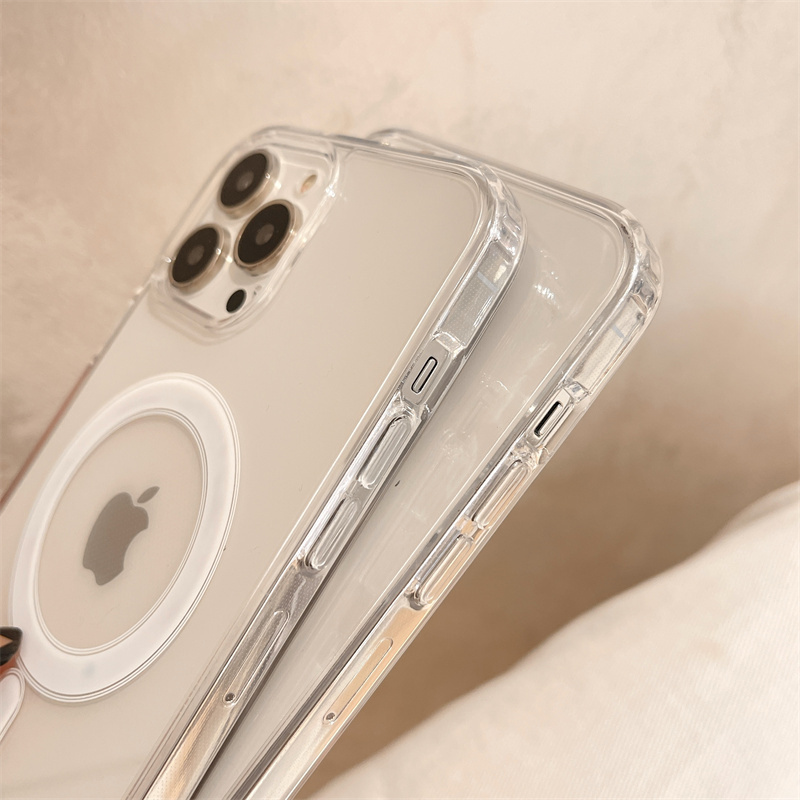 shockproof magnetic wireless charging clear phone case for iphone 14 13 12 11 pro max xr xs plus compatible with magsafe charger details 4