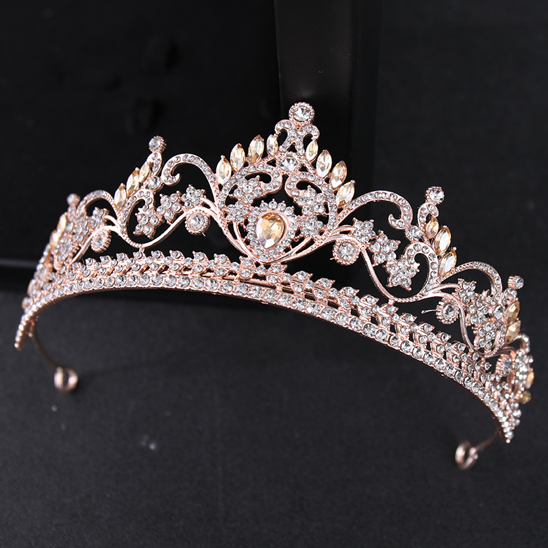 Vintage Bridal Black Crown Golden Floral Wedding Bridal - Temu