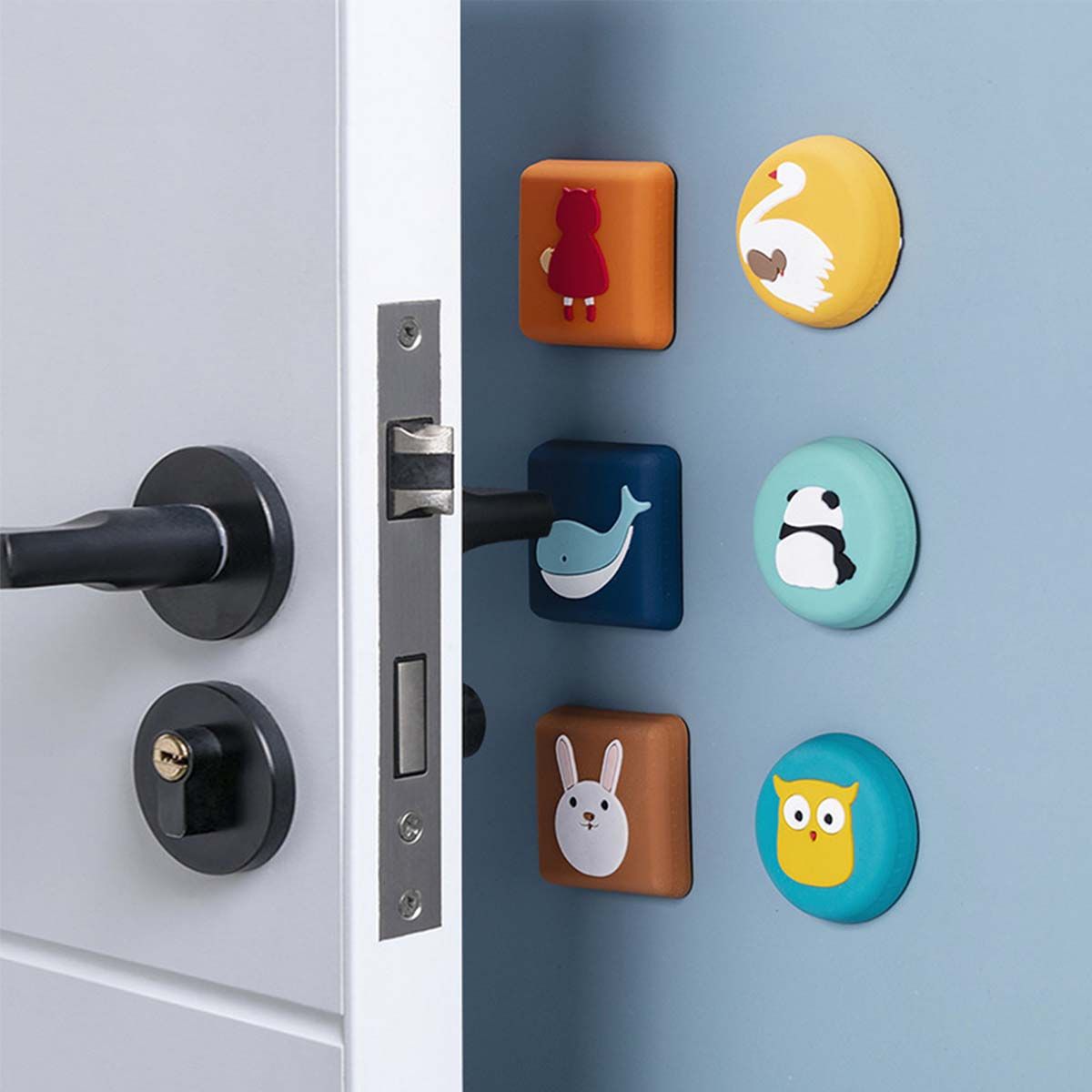 6pcs Cartoon Animal Door Stopper Wall Protector For Door Knobs Handles Cute  Colorful Adhesive Pads To Prevent Wall Damage Decor Improvement -  Industrial & Scientific - Temu