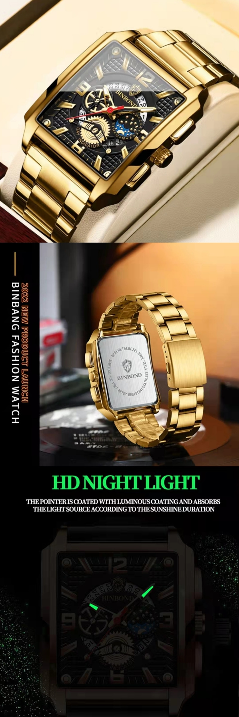  Reloj con pantalla cuadrada de segunda mano Reloj electrónico  deportivo para hombre, luminoso, impermeable, multifunción, Oro,  Personalizado : Ropa, Zapatos y Joyería