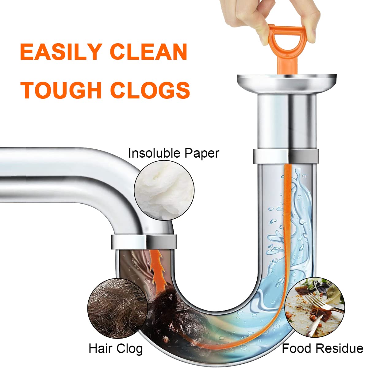 Easy Tub and Sink Drain Hair Removal Snake Drain Snake Home Maintenance  Plumber Money Save Liquid Plumber Alternative Clogged Clog 