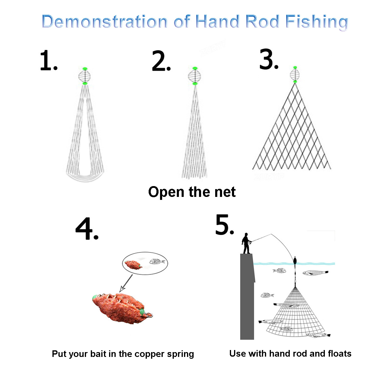 4pcs Fishing Net Trap, Luminous Bead Copper Spring Shoal Netting Fishnet  Tackle, Durable Copper Spring Fishing Net (10 mesh) Fishing Net Trap  Fishing