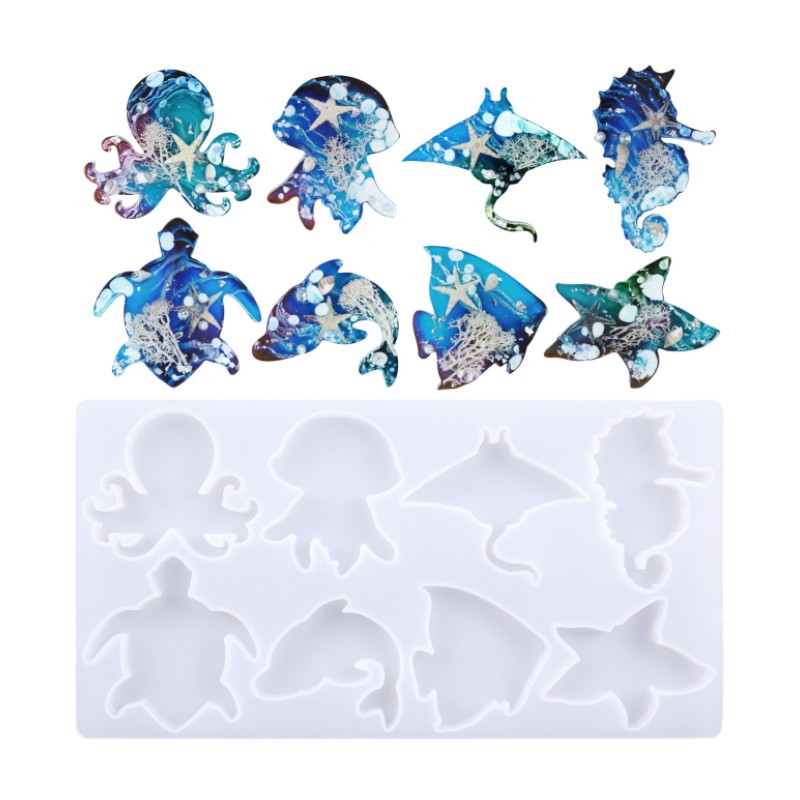 Animal Silicone Resin Molds Keychain, Marine Amphibian Animals Keychain  Epoxy Resin Molds DIY Ornament Molds for Epoxy Resin