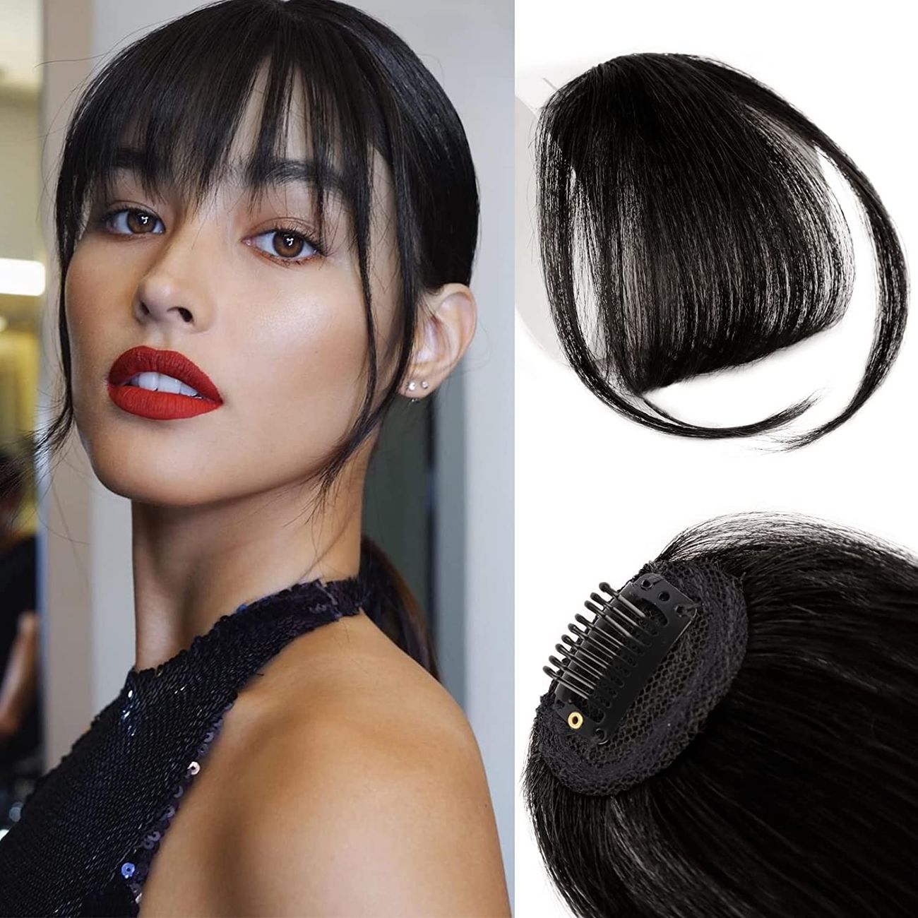 Bangs Hair Clip In Bangs 100 Human Hair Wispy Bangs Clip On Fringe Bangs  For Women Air Bangs Flat Neat Bangs With Temples Hairpieces For Daily Wear  | Shop Now For Limited-time