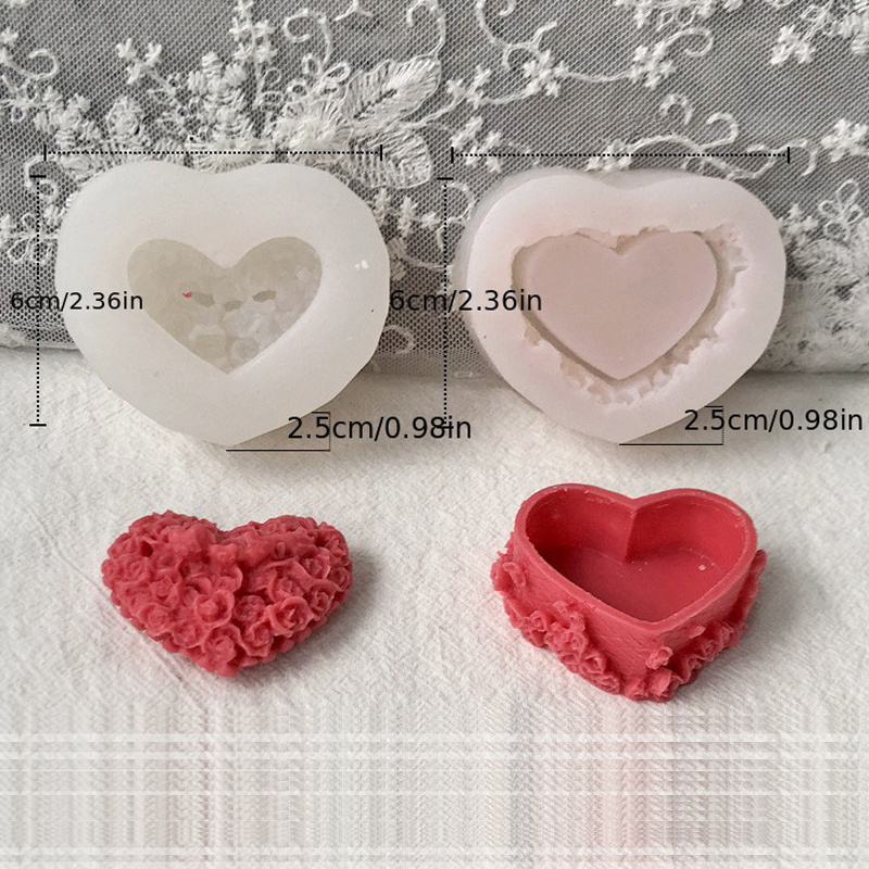 Valentine's Theme Candle Silicone Molds Heart Rose LOVE Pattern Moulds  Handmade Fragrance Gypsum Resin Soap Cake Making Mold