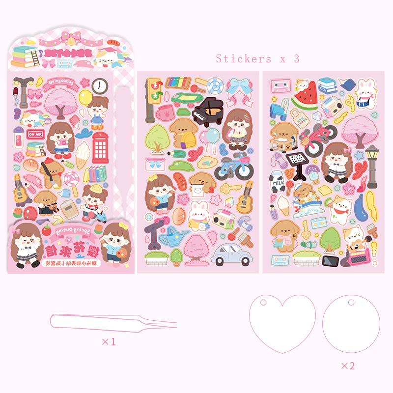 1/2/4PCS Kawaii Cute Scrapbook Tweezers Macarons Creative Washi Tape  Stickers Gadget Multi-tool Tweezers Hand Account