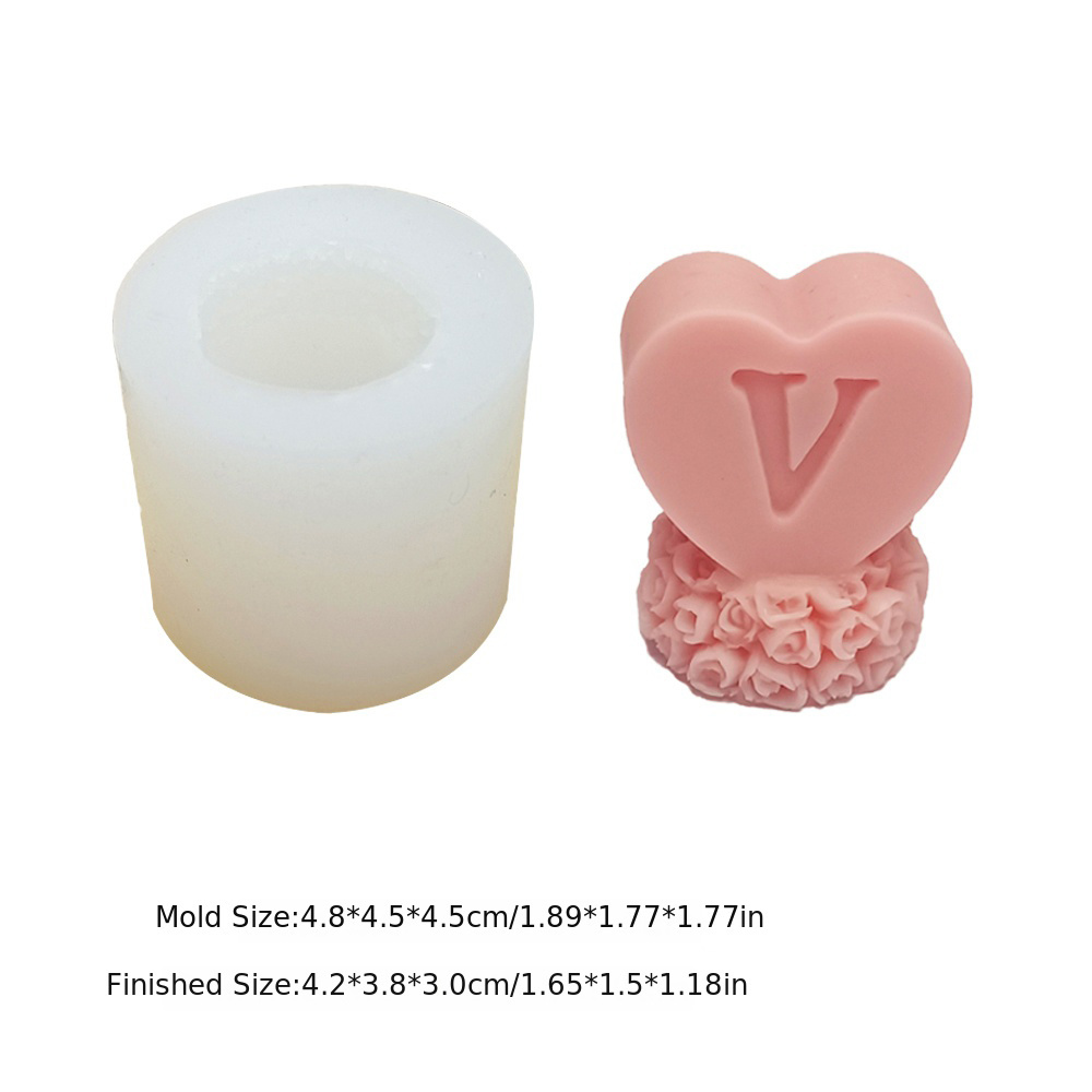 Valentine's Theme Candle Silicone Molds Heart Rose LOVE Pattern Moulds  Handmade Fragrance Gypsum Resin Soap Cake