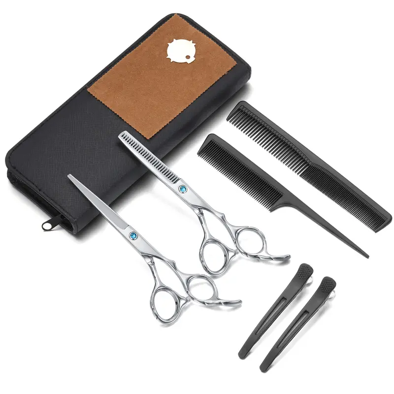 6 5 inch barber stainless steel hairdressing scissors professional hair cutting scissors kit for men women pets home salon barber use details 3