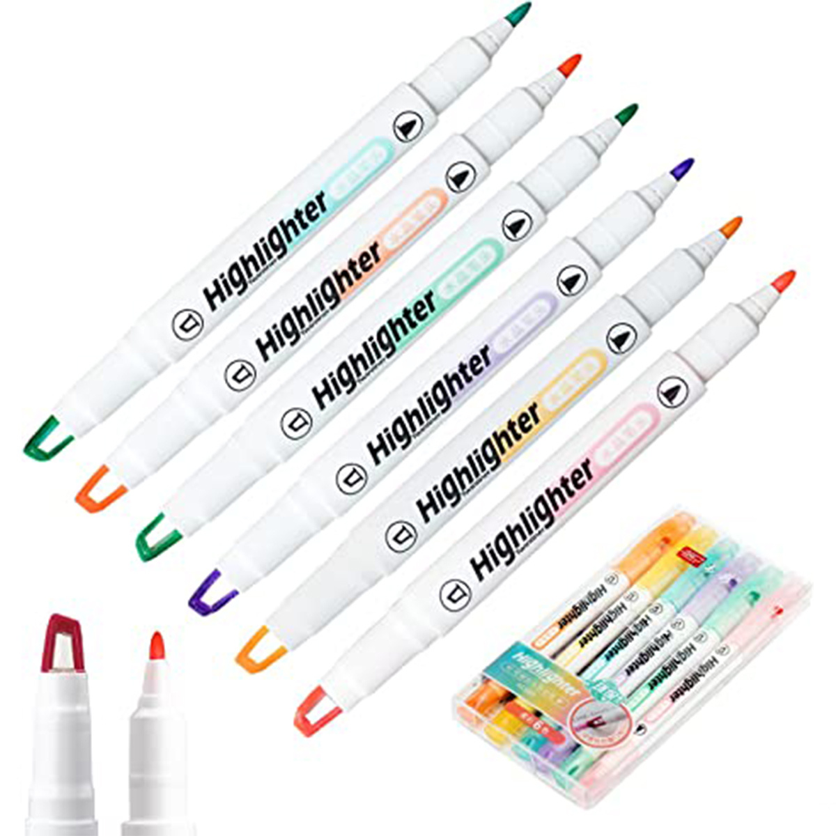 Double Tip Highlighter Pens Macaron Color Markers Midliner - Temu