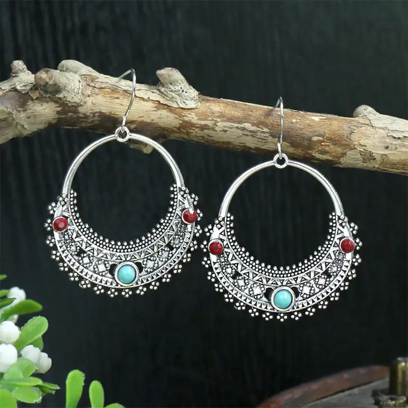 Vintage Style Ancient Silver Color Turquoise Women\'s Dangle - Temu