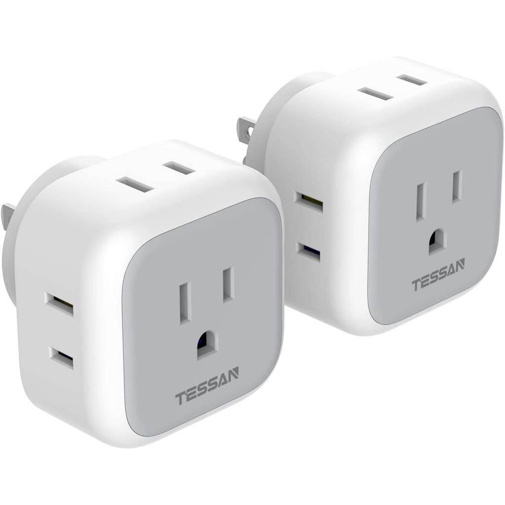 TESSAN Mini rallonge de prise murale avec 3 prises électriques, 3 prises  USB, répartiteur de prise multiple pour voyage, maison, bureau, bateau de